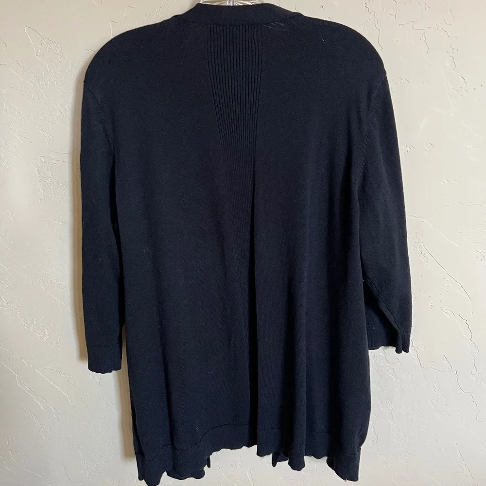 Karen Scott 3/4 Sleeve Black Open Cardigan - Size 1X - Picture 2 of 4